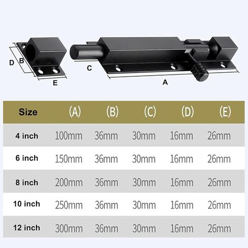 Portable Door Lock, 2Pcs Black Bolt, Stainless Steel Latch Lock，Heavy Duty Sliding Shed Barrel with Screws for Home Yard in Kuwait