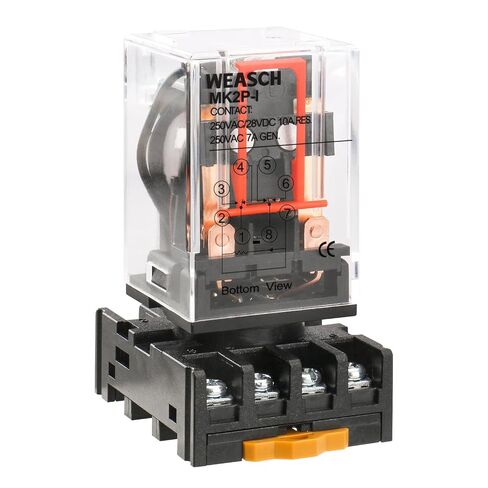مرحل الطاقة MK2P-I، ملف تيار متردد 110 فولت، DPDT، 8 سنون، مع قاعدة مقبس طرفية PYF83A (1) in Kuwait