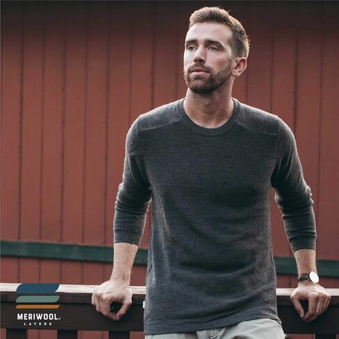 MERIWOOL Mens Knit Sweater - Merino Wool Sweater Men Long Sleeve Shirt in Kuwait