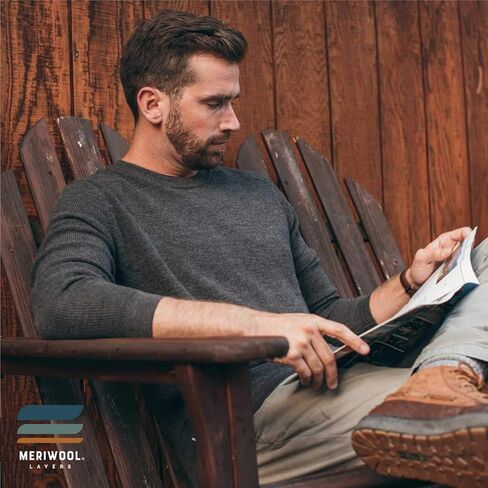 MERIWOOL Mens Knit Sweater - Merino Wool Sweater Men Long Sleeve Shirt in Kuwait