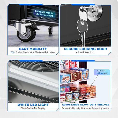 23 Cu.Ft Commercial Display Freezer with Glass Door, 27" Single Door Upright Merchandiser Freezer with LED Lighting, Adjustable Shelves and Lighted Canopy for Store, Grocery Store, Market in Kuwait