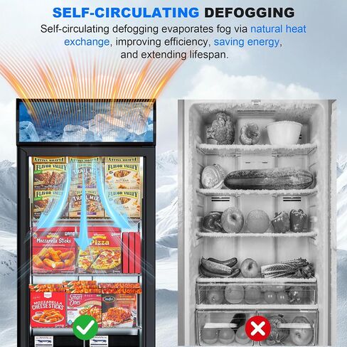 23 Cu.Ft Commercial Display Freezer with Glass Door, 27" Single Door Upright Merchandiser Freezer with LED Lighting, Adjustable Shelves and Lighted Canopy for Store, Grocery Store, Market in Kuwait