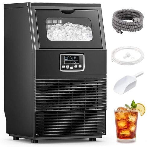 Electactic Commercial Ice Maker Machine, 80Lbs/24H Under Counter ice Machine with 24 Hours Timer & LCD Panel, 28lbs Storage, Self-Cleaning Freestanding Ice Maker for Home, Bar, Restaurant, Office in Kuwait