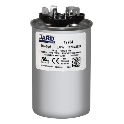 30/5 MFD 370 فولت VAC مكثف تشغيل مستدير، يستبدل 328P3005H37N31A5Z 328P3005H37N31N5X SE669 CD30+5X370R 3GR0530 2226 TP-CAP-30/5/370R in Kuwait