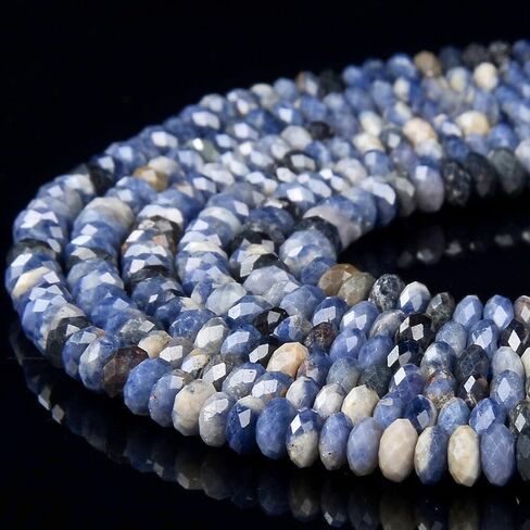 #US 4X2MM Natural Blue Sapphire Micro Faceted Rondelle 5 inch (800 8 02-P87) in Kuwait