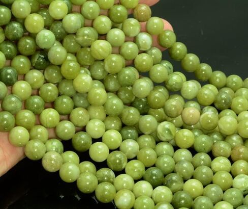 #US 8MM Natural Olive Peridot Jade A Round 5.5 Inch (80007363-A257) in Kuwait