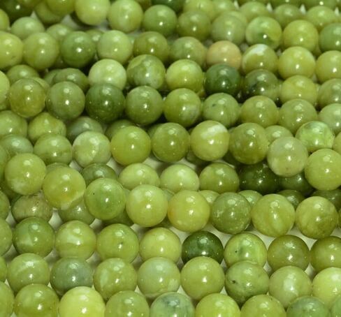 #US 8MM Natural Olive Peridot Jade A Round 5.5 Inch (80007363-A257) in Kuwait