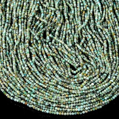 #US 2MM Natural Synthetic Turquoise Micro Faceted Round 5 inch(800 8 60-P93) in Kuwait