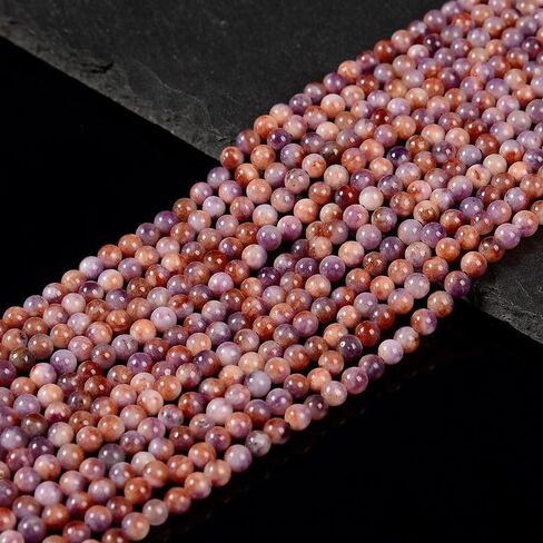 #US 4MM Purple Orange Jade Round 4.5 inch (80020074-D6 7) in Kuwait