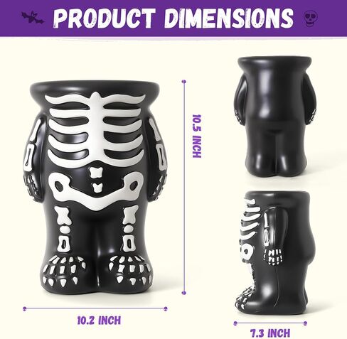 Halloween Decorations Skeleton Pumpkin Stand, Black & White Torso Candy Bowl Holder, Blow Mold Pumpkin Display Stand for Cake Carved Pumpkin, Water-proof Indoor Outdoor Halloween Party Table Decor in Kuwait