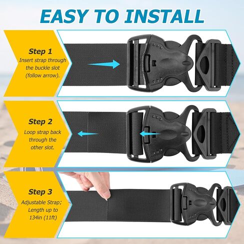 Enhon 2 Pack Floating Mat Straps, 94 Inch Long Pad Straps with Quick Release Buckles, Reusable Storage Strap for Floating Mats, Baby Crawling Mats, Yoga or Camping Pads in Kuwait