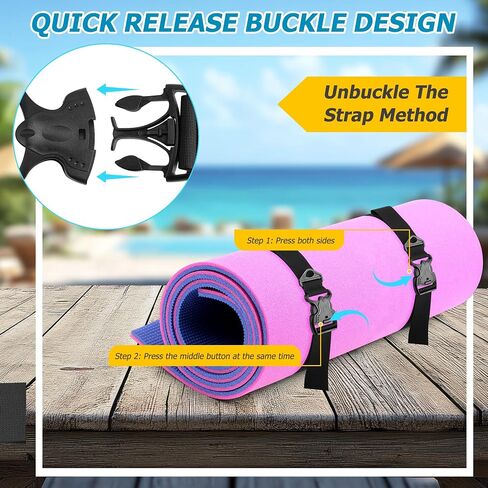 Enhon 2 Pack Floating Mat Straps, 94 Inch Long Pad Straps with Quick Release Buckles, Reusable Storage Strap for Floating Mats, Baby Crawling Mats, Yoga or Camping Pads in Kuwait