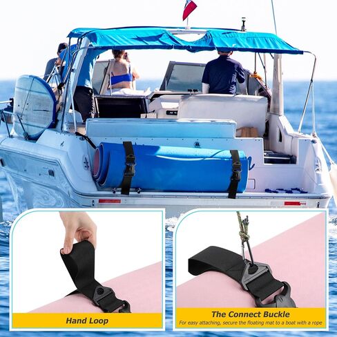 Enhon 2 Pack Floating Mat Straps, 94 Inch Long Pad Straps with Quick Release Buckles, Reusable Storage Strap for Floating Mats, Baby Crawling Mats, Yoga or Camping Pads in Kuwait