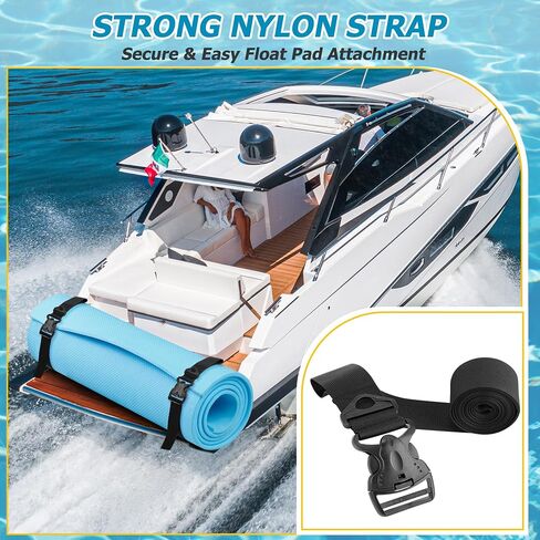 Enhon 2 Pack Floating Mat Straps, 94 Inch Long Pad Straps with Quick Release Buckles, Reusable Storage Strap for Floating Mats, Baby Crawling Mats, Yoga or Camping Pads in Kuwait