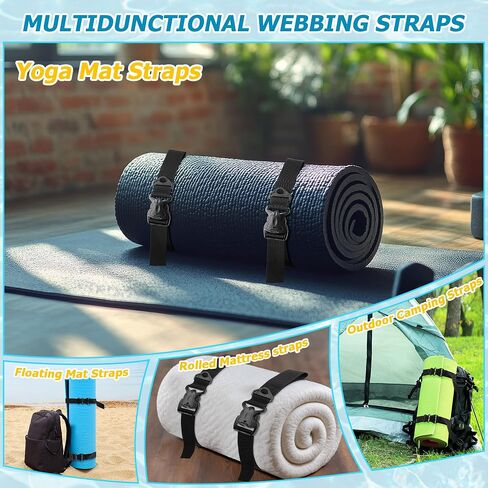 Enhon 2 Pack Floating Mat Straps, 94 Inch Long Pad Straps with Quick Release Buckles, Reusable Storage Strap for Floating Mats, Baby Crawling Mats, Yoga or Camping Pads in Kuwait