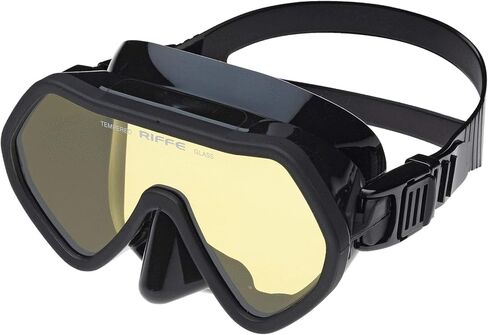 Riffe Black Frameless Diving Mask - Panoramic Single Lens - Fog-Reducing Silicone - Anatomical Frame for Universal Fit - Durable Nylon Frame - Ideal for 1-30ft Exploration in Kuwait
