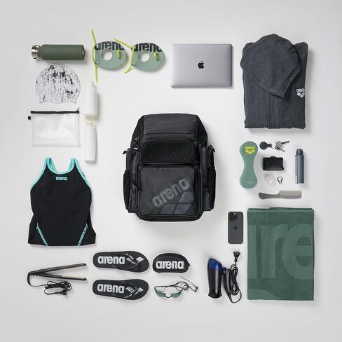Arena One Go Backpack Swimmers Athletes Sports Gym Rucksack Multisport Daypack Large Size Training Gear Equipment Swim Bag for Men and Women, 45 Liters, Arena Lemons in Kuwait