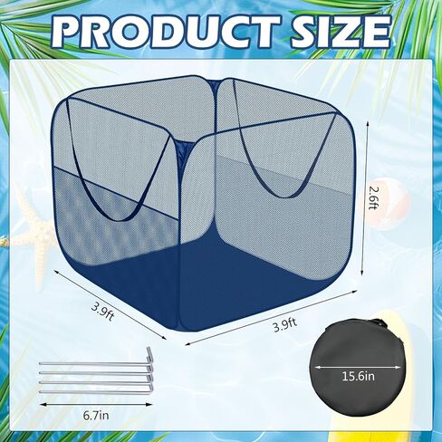47x47x31Inch Pool Storage Bin Blue Nylon Mesh Pool Organizer with 2 Side Pockets 300 Gallon Pool Storage for Inflatable Float Beach Balls and Pool Accessories in Kuwait