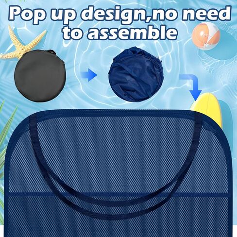 47x47x31Inch Pool Storage Bin Blue Nylon Mesh Pool Organizer with 2 Side Pockets 300 Gallon Pool Storage for Inflatable Float Beach Balls and Pool Accessories in Kuwait