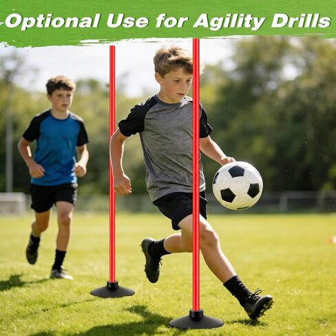 Soccer Corner Flags with Weighted 2.7 LB Rubber Base, 4 Red Corner Flags with Red Poles for Soccer Field, Adjustable Height for Grass, Turf, Concrete & Indoor Court, Carry Bag Included in Saudi Arabia