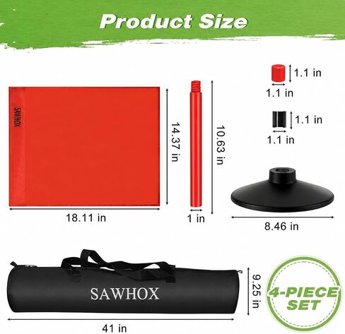 Soccer Corner Flags with Weighted 2.7 LB Rubber Base, 4 Red Corner Flags with Red Poles for Soccer Field, Adjustable Height for Grass, Turf, Concrete & Indoor Court, Carry Bag Included in Saudi Arabia