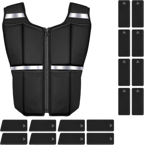 Adjustable Weighted Vest Men Women, 20lb/30lb/40lb Soft Silicone Blocks, Machine Washable | Reflective Strip, Strength Training Weight Vests Slim Under Jacket for Walking Running Rucking Gym Hiking in Saudi Arabia