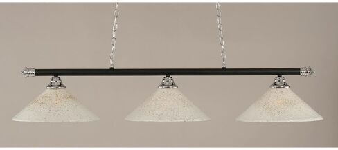 Toltec Lighting 373-CHMB-714 Oxford 3 Light Bar مع زجاج ثلجي ذهبي مقاس 16 بوصة، كروم ولون أسود غير لامع in Kuwait