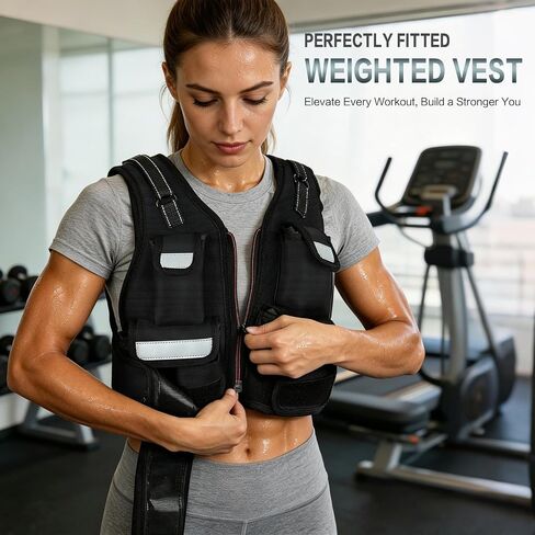 KRYLIX Adjustable Weighted Vest 0-18lbs Wide Range Adjustment Adjustable Shoulder Straps 12 Removable Iron Sand Bags Storage Pocket Reflective Strips for Running Walking Workout Training Washable for Women Woman in Kuwait