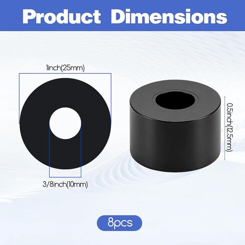 8PCS Heavy Duty Rubber Vibration Isolators Pads, 1/2 Inch Thick | Anti Vibration for Washing Machine, Appliances, Dryer & Motors, 1'' OD X 3/8'' ID X 0.5'' Thickness in Kuwait