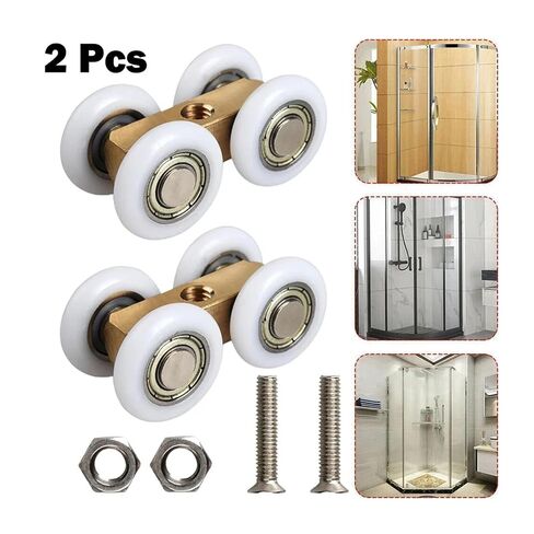 Door Hardware Roller Bathroom 4.4cmx2.2cm Adjustable Copper Four-Wheel Hanging Glass Pulley No Rust Slide Door in Kuwait