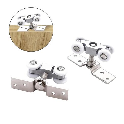 1 Pair Sliding Door Roller Door Track Rail Hanging Rail Glass Door Guide Mute Push Pull Slide Doors Pulley Hardware in Kuwait