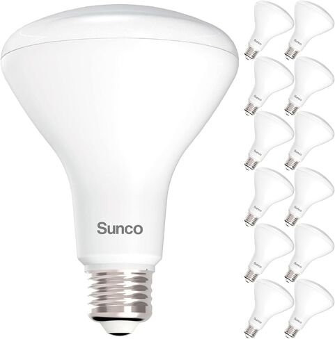 Sunco 12 حزمة BR30 مصابيح إضاءة LED، مصابيح إضاءة يمكن تركيبها، لمبة فيضانات داخلية، 850 لومن، 11 وات (ما يعادل 65 وات)، لمبة LED ضوء النهار 5000 كلفن، قابلة للتعتيم، قاعدة E26، للمنزل، المطبخ، غرفة النوم UL in Kuwait