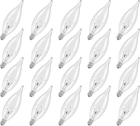 COLWATT 12-Pack Candelabra Light Bulbs 40W White Warm 2500K، 380 Lumen شمعة الثريا لمبة لمروحة السقف، المعلقات أو في الهواء الطلق، CA10 واضح نوع B E12 قاعدة عكس الضوء in Kuwait