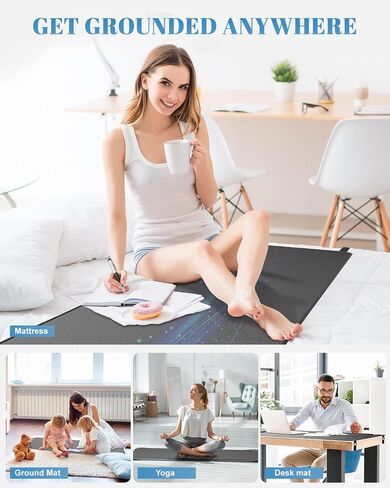 حصيرة التأريض Astarexin للسرير بحجم كينج - تحسين النوم، وزيادة الطاقة، وتخفيف التوتر | جلد PU غير قابل للانزلاق | يتضمن سلك التأريض واختبار | الاستخدام الداخلي (27 بوصة × 78 بوصة) in Saudi Arabia