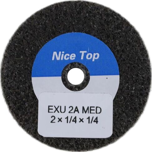 عجلة EXU الموحدة مقاس 2 بوصة × 1/4 بوصة × 1/4 بوصة 2A MED Grit، كربيد السيليكون، عجلة ألياف غير منسوجة، تشطيب معدني، إزالة الأزيز، تلميع، حزمة من 1 in Kuwait