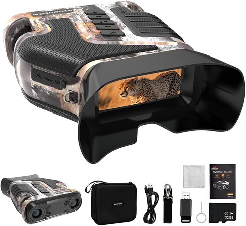 WOSPORTS 4K Night Vision Goggles - 48MP Photo, up to 80x Magnification, 10X Optical & 8X Digital Zoom, 1015FT Vision, 3" Screen, 5000mAh Rechargeable Battery, Outdoor Camping, Survival, Gift for Men in Saudi Arabia