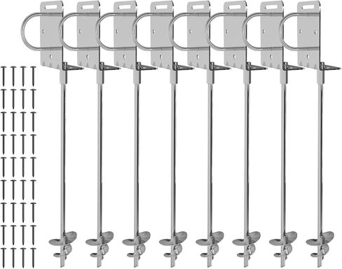 Heavy Duty Ground Anchors Screw-in Trampoline Stakes with Anti-Bend L-Plate, Multi-Hole & Safety Ring, Rust-Proof Steel for Tent, Shed, Swing Set, Fence, Garden, Outdoor in Saudi Arabia