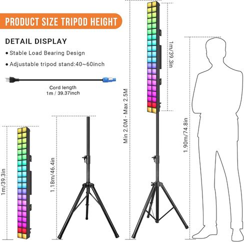 100 واط مرحلة بكسل أضواء مع حامل: 40 بيدز RGB DJ Light Bar مع ترايبود قابل للتعديل - 37 لون ثابت و 95 آثار العرض المتغيرة لحفل حفل زفاف لايف رقص نادي الإضاءة المرحلة in Kuwait