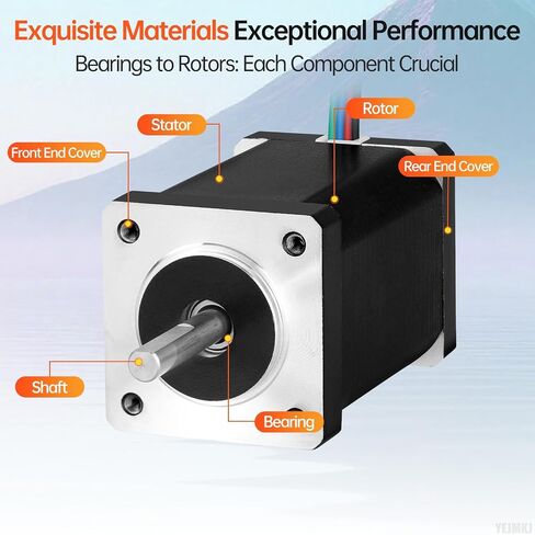 Nema 14 Stepper Motor 35x59mm 41Ncm (58.06oz·in) 1.2A 3.5Ω Bipolar | 35 Stepper Motor 1.8‌°‌ 2 Phase High Torque Shaft 24mm φ5mm 4-Wire Cable 1M for 3D Printer DIY Robot CNC Machine in Kuwait