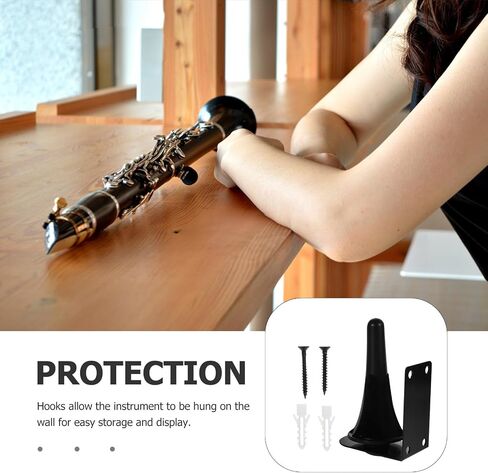 حامل كلارينيت مثبت على الحائط وشماعة فلوت، تصميم متعدد الوظائف موفر للمساحة، معدن قوي ومادة ABS، حامل آلات النفخ للاستخدام في المنزل أو الاستوديو in Kuwait