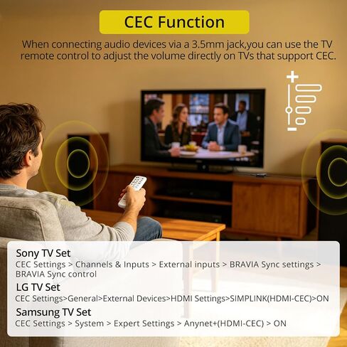 مستخرج صوت PROZOR eARC/ARC للتلفزيون، 192 كيلو هرتز HDMI ARC إلى RCA و3.5 مم محول صوت قابل للتعديل (يدعم CEC)، لأنظمة HDTV ARC/eARC إلى سماعات الرأس L/R in Kuwait