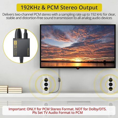 مستخرج صوت PROZOR eARC/ARC للتلفزيون، 192 كيلو هرتز HDMI ARC إلى RCA و3.5 مم محول صوت قابل للتعديل (يدعم CEC)، لأنظمة HDTV ARC/eARC إلى سماعات الرأس L/R in Kuwait