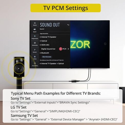 مستخرج صوت PROZOR eARC/ARC للتلفزيون، 192 كيلو هرتز HDMI ARC إلى RCA و3.5 مم محول صوت قابل للتعديل (يدعم CEC)، لأنظمة HDTV ARC/eARC إلى سماعات الرأس L/R in Kuwait