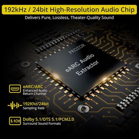 مستخرج صوت PROZOR eARC/ARC للتلفزيون، 192 كيلو هرتز HDMI ARC إلى RCA و3.5 مم محول صوت قابل للتعديل (يدعم CEC)، لأنظمة HDTV ARC/eARC إلى سماعات الرأس L/R in Kuwait