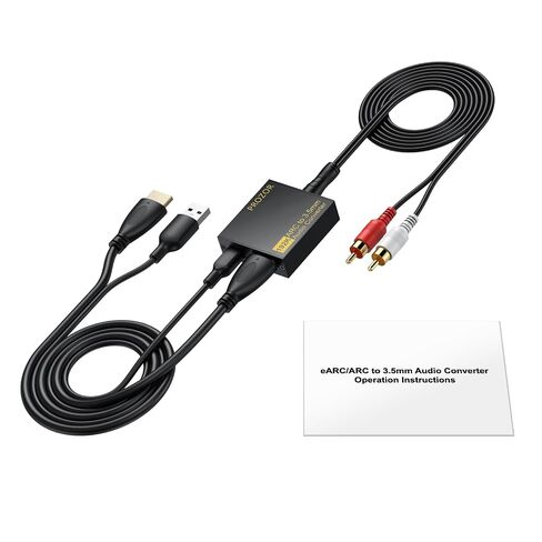 مستخرج صوت PROZOR eARC/ARC للتلفزيون، 192 كيلو هرتز HDMI ARC إلى RCA و3.5 مم محول صوت قابل للتعديل (يدعم CEC)، لأنظمة HDTV ARC/eARC إلى سماعات الرأس L/R in Kuwait