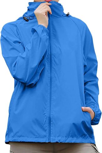 Women's Rain Jacket Waterproof Packable Raincoat Lightweight Outdoor Sport Hiking Travel Windbreaker Hooded Jackets in Kuwait