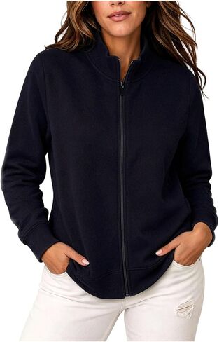 Mock Neck Sweatshirt Long Sleeve Full Zip Lightweight Casual Soft Blouses | Stand Collared Oversized Solid Color Comfortable Fall Trendy Coat 2026 in Kuwait