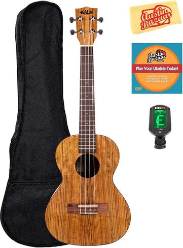 Kala KA-PWS Pacific Walnut Soprano Ukulele Bundle with Hard Case, Tuner, Austin Bazaar Instructional DVD, and Polishing Cloth in Kuwait