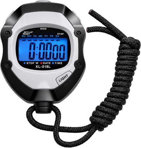 Digital Stopwatch Timer for Sports - Large Backlit Display, Single Lap/Split, 12/24H Clock, Calendar, Alarm & Hourly Chime for Coaches, Track and Field Training, Running, Soccer, Workout in Kuwait