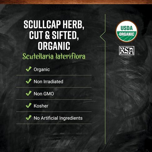 Frontier Co -Op Organic Scullcap Herb Cut & Sifted Arganic Erganic Armbal Complement 1LB - Skullcap Herb for tincture ، tea ، emplement in Kuwait